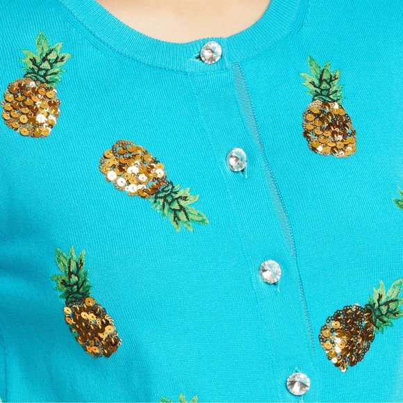 ALICE + OLIVIA Brady Sequin Pineapple Cardigan NWT - Picture 9 of 15